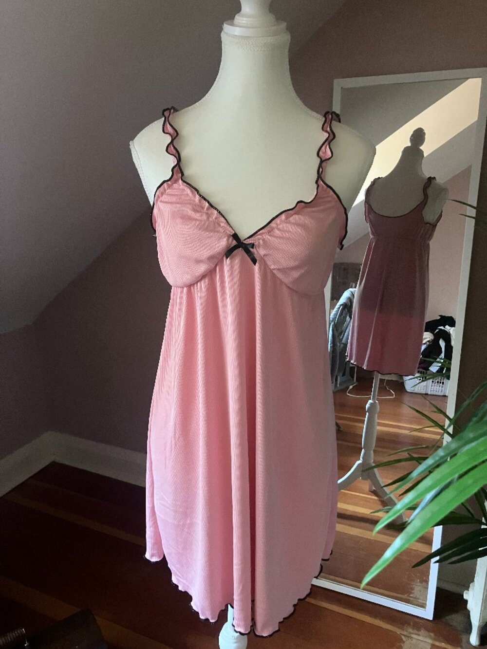 Pink ruffled nightie dress babydoll nightdress nightgown slip